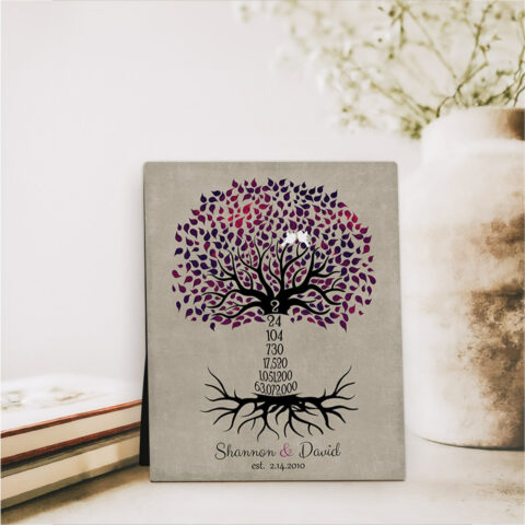 Countdown Tree 2 Year 2nd anniversary  Desktop Plaque Gift for couple D-1431