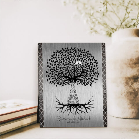 Countdown Tree 6 Year 6th anniversary Iron Desktop Plaque Gift for couple D-1435