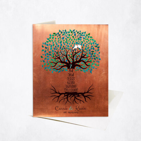 Anniversary by Year Tree Seventh Countdown 7th anniversary Stationery Card-1436