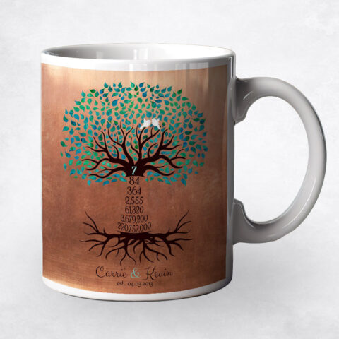 Anniversary by Year Tree Seventh Countdown Copper 7th anniversary Coffee Mug M-1436