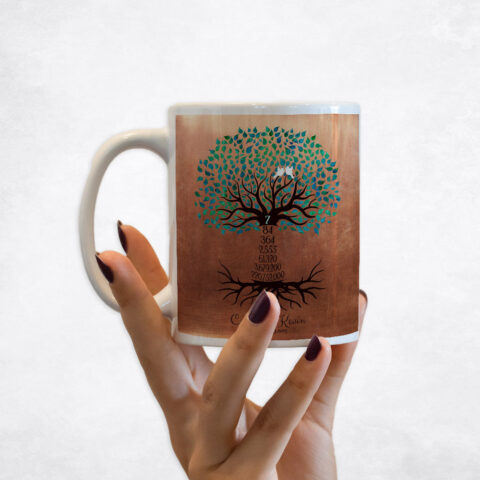 Anniversary by Year Tree Seventh Countdown Copper 7th anniversary Coffee Mug M-1436