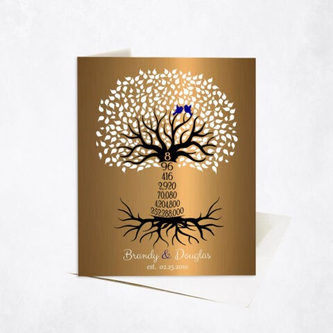 Anniversary by Year Tree Eighth Countdown 8th anniversary Stationery Card-1437