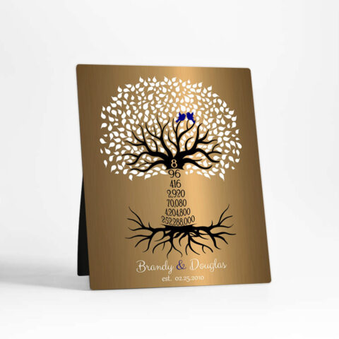 Countdown Tree 8 Year 8th anniversary Brass Desktop Plaque Gift for couple D-1437