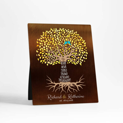 Countdown Tree 9 Year 9th anniversary Bronze Desktop Plaque Gift for couple D-1438