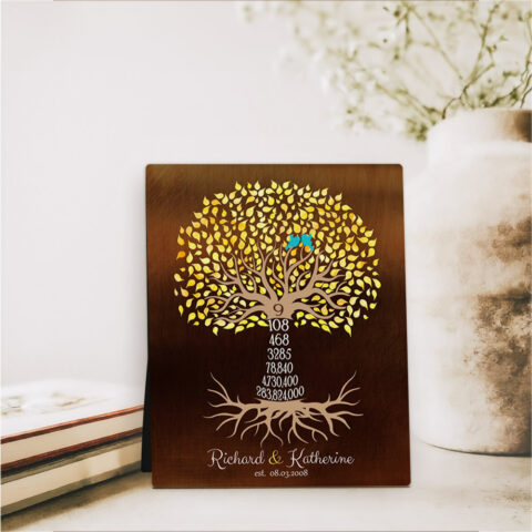 Countdown Tree 9 Year 9th anniversary Bronze Desktop Plaque Gift for couple D-1438