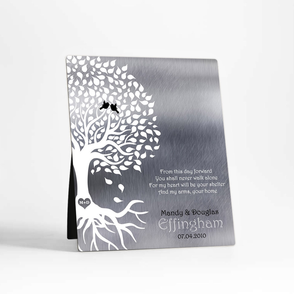 Single image of Side Rooted Tree engagement Tin Desktop Plaque