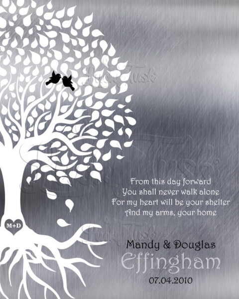 Personalized Love Poem From This Day Forward You Shall Never Walk Alone Tree Silhouette Roots Silver Anniversary #1439