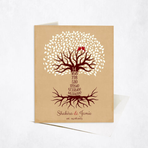 Anniversary by Year Tree Fourteenth Countdown 14th anniversary Stationery Card-1444