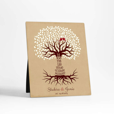 Countdown Tree 14 Year 14th anniversary  Desktop Plaque Gift for couple D-1444