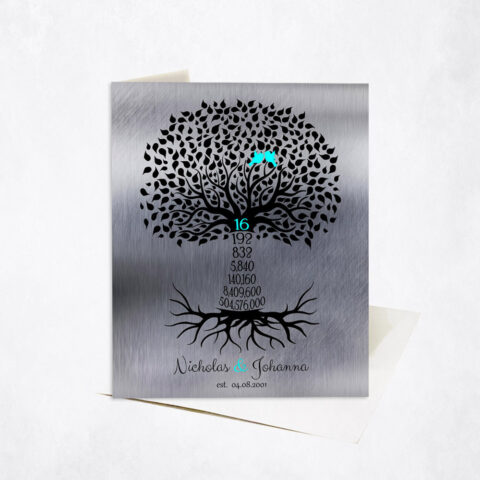 Anniversary by Year Tree Sixteenth Countdown 16th anniversary Stationery Card-1446