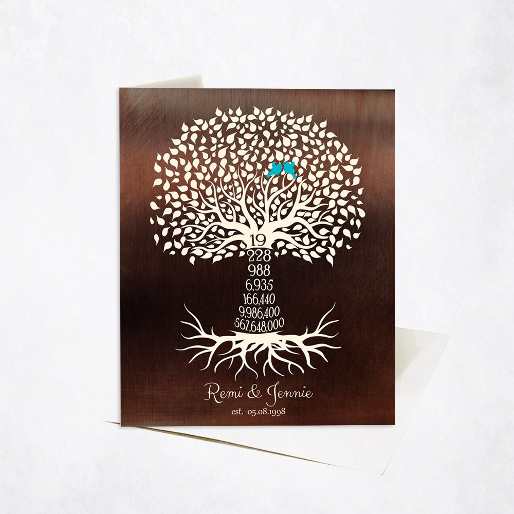 Picture of Anniversary by Year Tree Nineteenth Countdown 19th anniversary Stationery Card C-1449