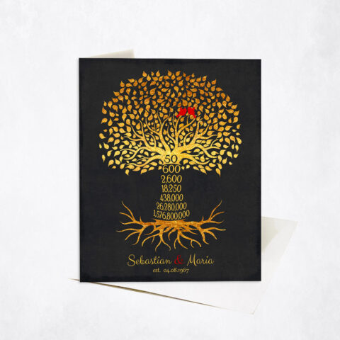 Countdown Golden Anniversary Tree Fiftieth Countdown 50th anniversary Stationery Card-1453