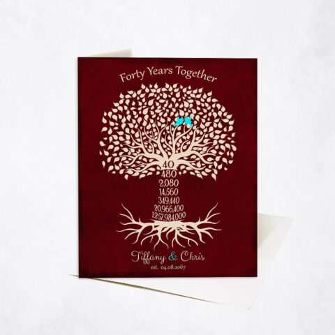 Anniversary by Year Tree Forty Year Countdown 40th anniversary Stationery Card-1454