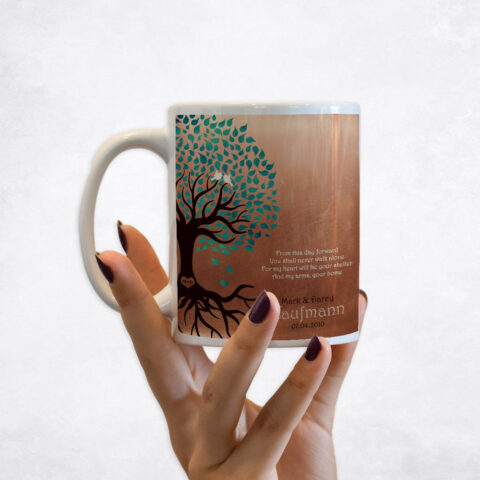 Turquoise Tree Copper engagement Coffee Mug M-1455