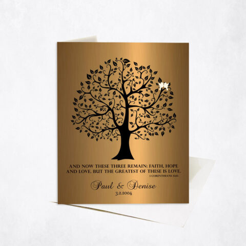 Onyx Black Decorative Tree Corinthians 13:13 8th anniversary Stationery Card-1456