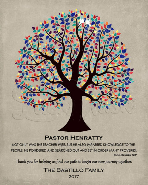 Personalized Gift For Pastor Wedding Thank You Easter Gift Multi-Color Tree of Life #1457