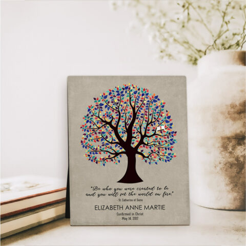 Decorative Tree Faith Milestones  Desktop Plaque Gift for godchild D-1458