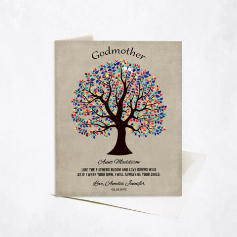 Colorful Godmother Confirmation Tree Poem Faith Milestones Stationery Card-1460