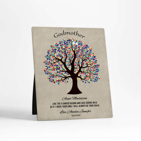 Decorative Tree Faith Milestones  Desktop Plaque Gift for Godmother D-1460