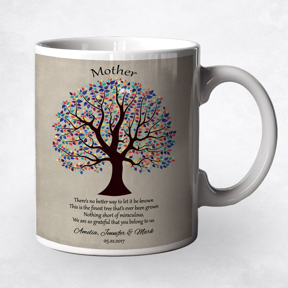 Closeup image of Colorful Decorative Tree  Mother's Day Coffee Mug M-1461