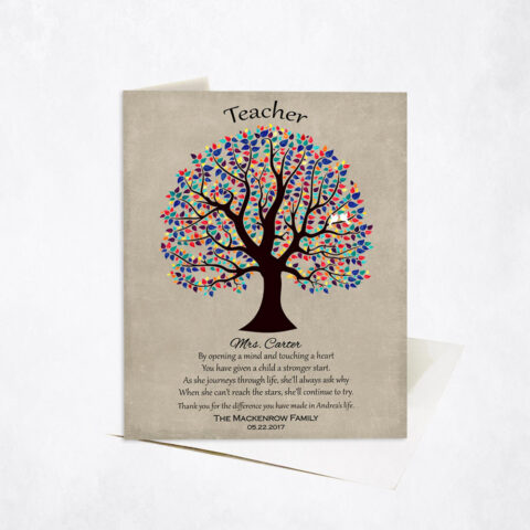 Colorful Teacher Tree Poem Reach for the Stars teacher appreciation Stationery Card-1462