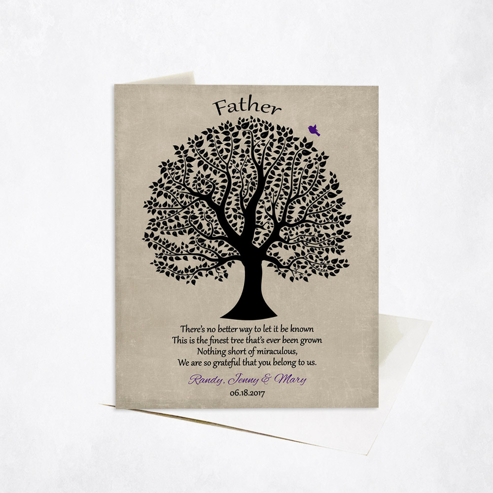 Picture of Silhouette Father Gratitude Tree Poem Father's Day Stationery Card C-1463