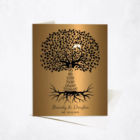 Anniversary by Year Tree Eighth Countdown 8th anniversary Stationery Card-1466