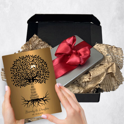 8th anniversary Gift Delivery for couple, husband or wife Countdown Tree 8 Years Brass  Plaque TOY-1466