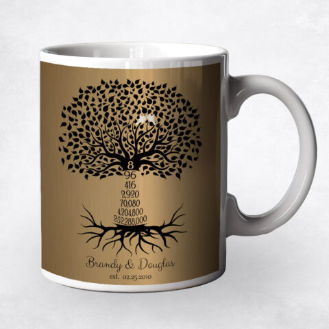 Anniversary by Year Tree Eighth Countdown Brass 8th anniversary Coffee Mug M-1466