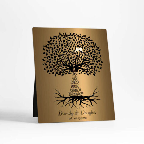 Countdown Tree 8 Years 8th anniversary Brass Desktop Plaque Gift for couple D-1466