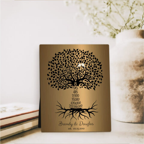 Countdown Tree 8 Years 8th anniversary Brass Desktop Plaque Gift for couple D-1466