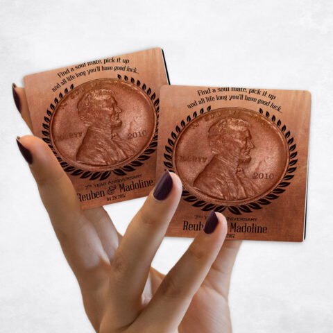 7th anniversary Lucky Penny Coin on Copper Magnet Set MAG-1467