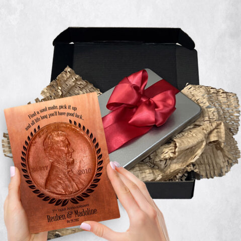 7th anniversary Gift Delivery for couple, husband or wife Metal Coin Penny Copper  Plaque TOY-1467