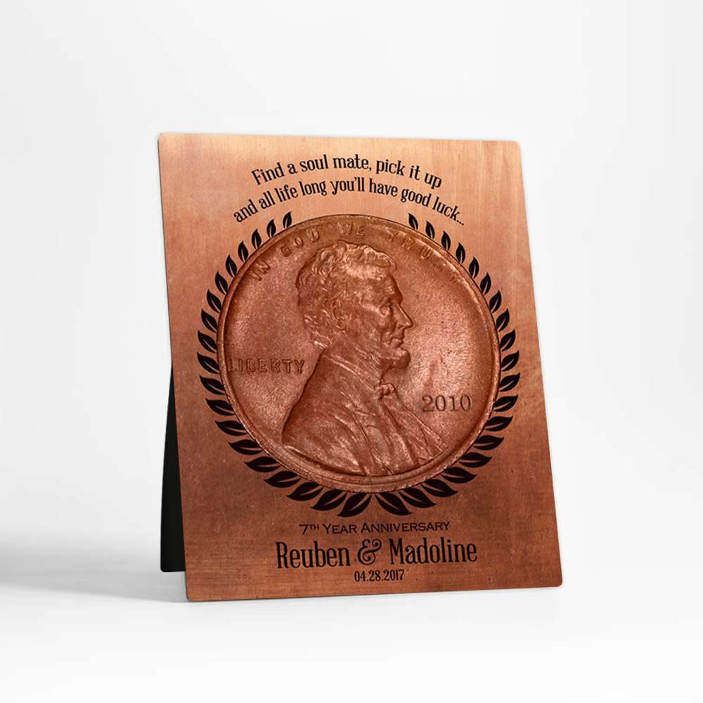 Single image of Metal Coin Penny 7th anniversary Copper Desktop Plaque