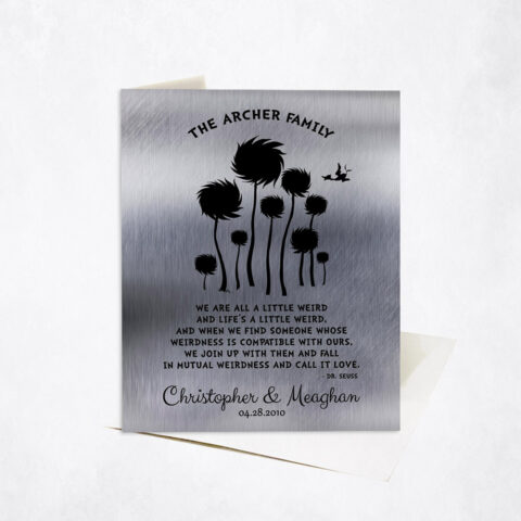 Cypress Trees We Are All Weird Quote on Tin 10th wedding anniversary Stationery Card C-1469