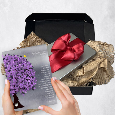 10th anniversary Gift Delivery for couple, husband or wife Purple Tree Tin  Plaque TOY-1474