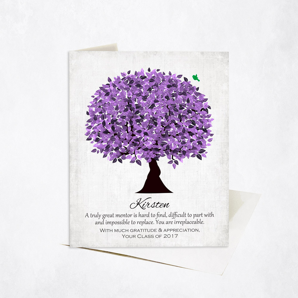 Picture of Purple Mentor Tree Leadership Quote Gratitude Leadership Appreciation Stationery Card C-1477