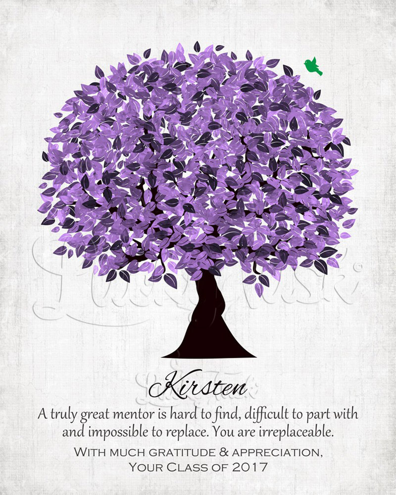 Purple Mentor Tree Leadership Quote Gratitude Distressed Cotton retirement Wall Plaque LTC-1477