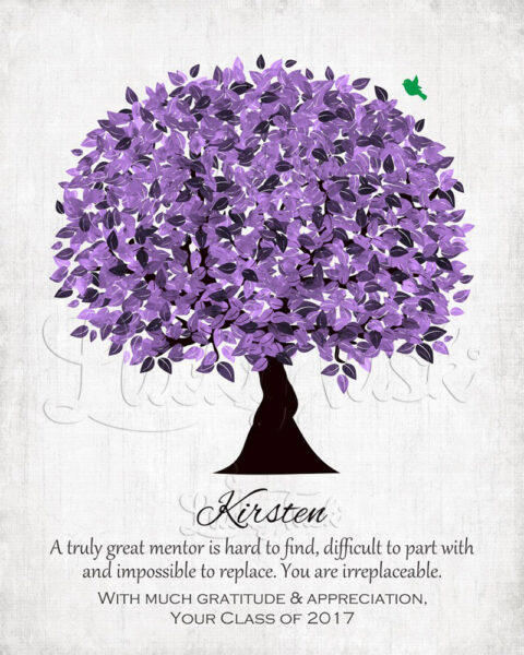 Personalized Gift For Boss Gift For Truly Great Mentor Gift For Teacher Purple Watercolor Tree #1477