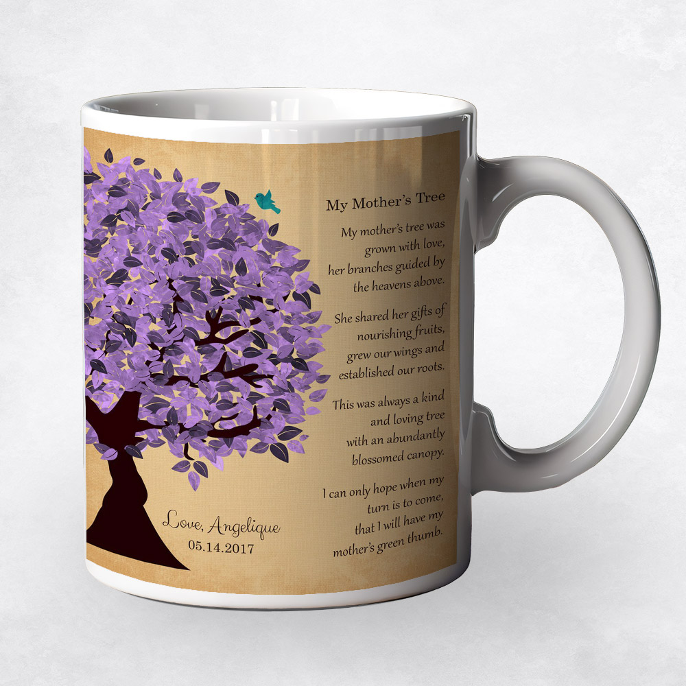 Closeup image of Purple Tree  Mother's Day Coffee Mug M-1478