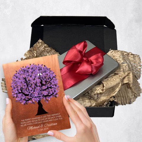 7th anniversary Gift Delivery for couple, husband or wife Purple Tree Copper  Plaque TOY-1479