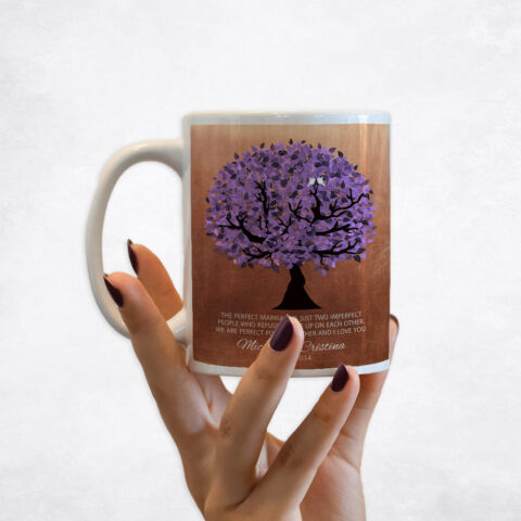 Purple Tree Copper 7th anniversary Coffee Mug M-1479