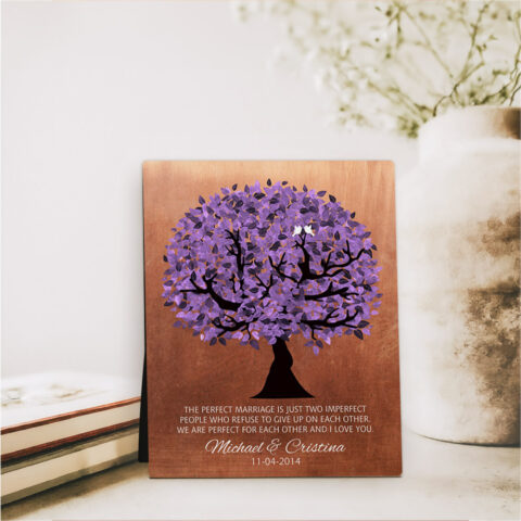 Purple Tree 7th anniversary Copper Desktop Plaque Gift for couple D-1479