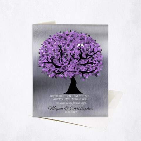 Purple Whimsical Tree Poem for Her 10th anniversary Stationery Card-1480