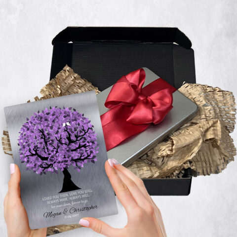 10th anniversary Gift Delivery for couple, husband or wife Purple Tree Tin  Plaque TOY-1480