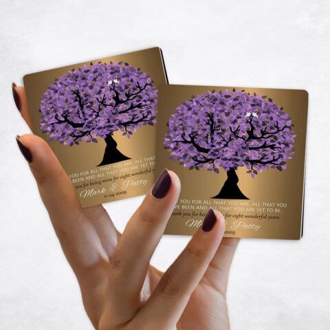 8th anniversary Purple Tree on Brass Magnet Set MAG-1481