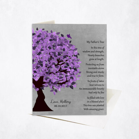 Purple Father’s Tree Gratitude Poem Father’s Day Stationery Card-1482