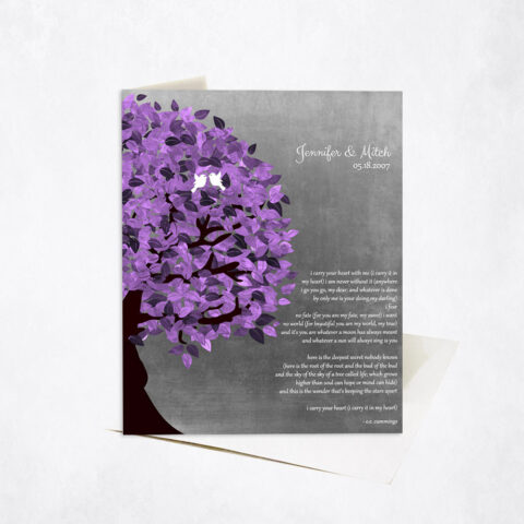 Purple Tree Love Poem for My Wife 10th anniversary Stationery Card-1483