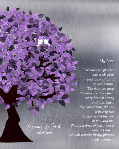 10 Year Anniversary Personalized Gift My Love Poem Together Our Tree We Planted Purple Tree #1484