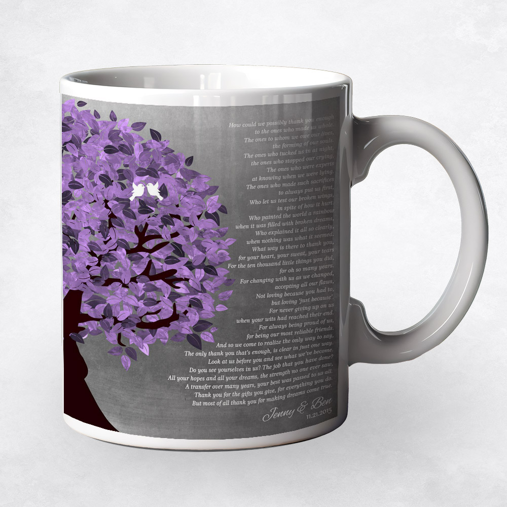 Closeup image of Purple Tree  wedding Coffee Mug M-1485